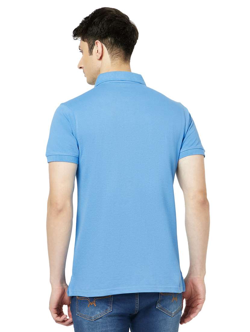 blue solid cotton polo t-shirt - 19660156 -  Standard Image - 2