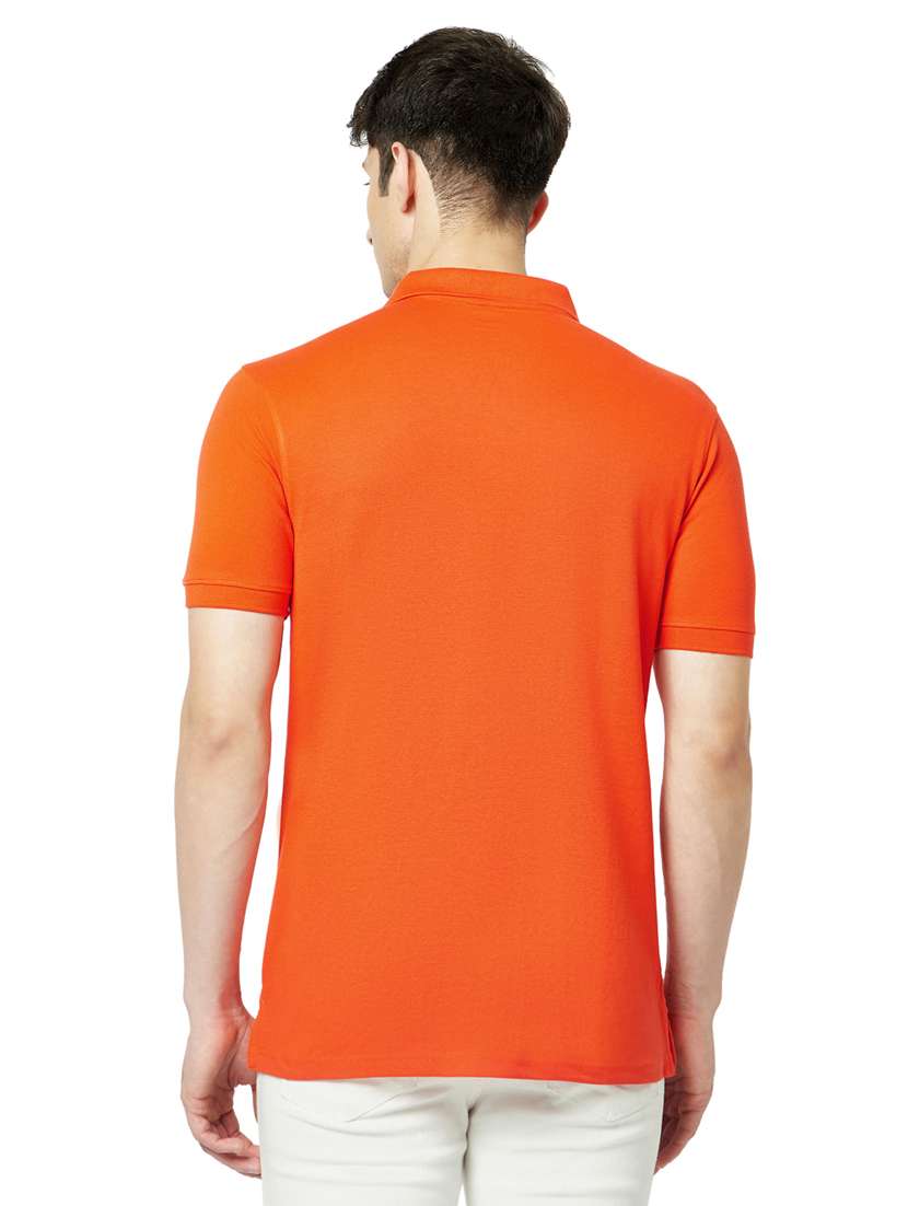 orange solid cotton polo t-shirt - 19660162 - Standard Image - 2