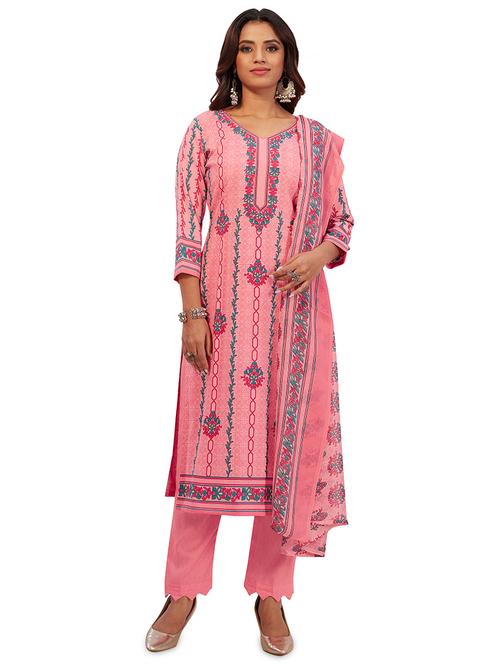 pink printed unstitched suit set - 19660432 - Standard Image - 0