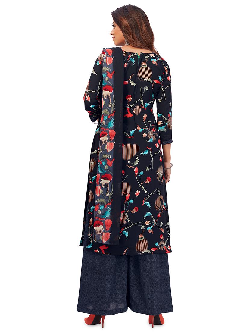 black palazzo unstitched suit set - 19660474 - Standard Image - 2