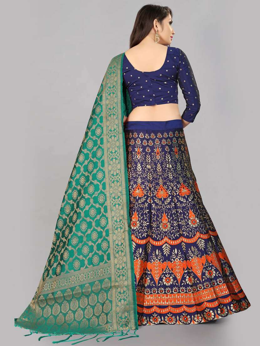 brocade self designed flared semi-stitched lehenga - 19660998 -  Standard Image - 2