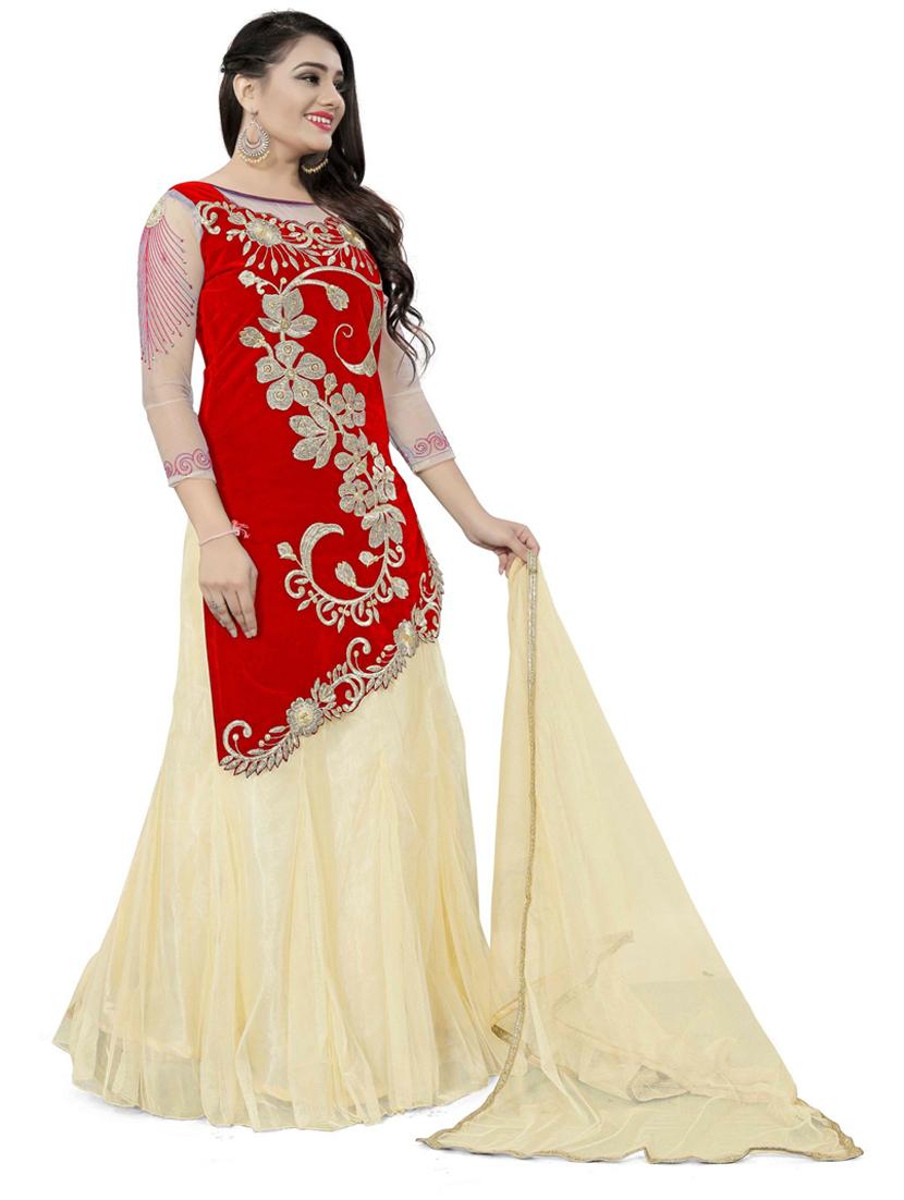 embroidered flared semi-stitched lehenga - 19661033 - Standard Image - 2