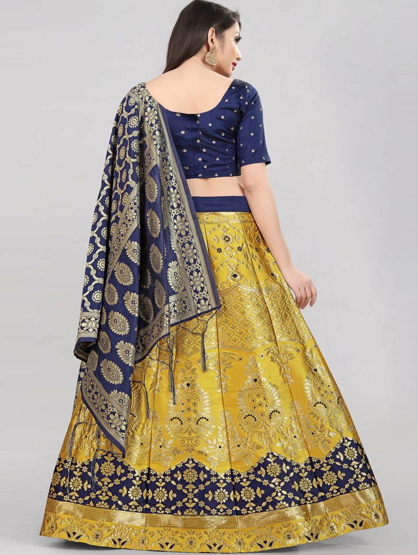 brocade self designed flared semi-stitched lehenga - 19661038 - Standard Image - 2