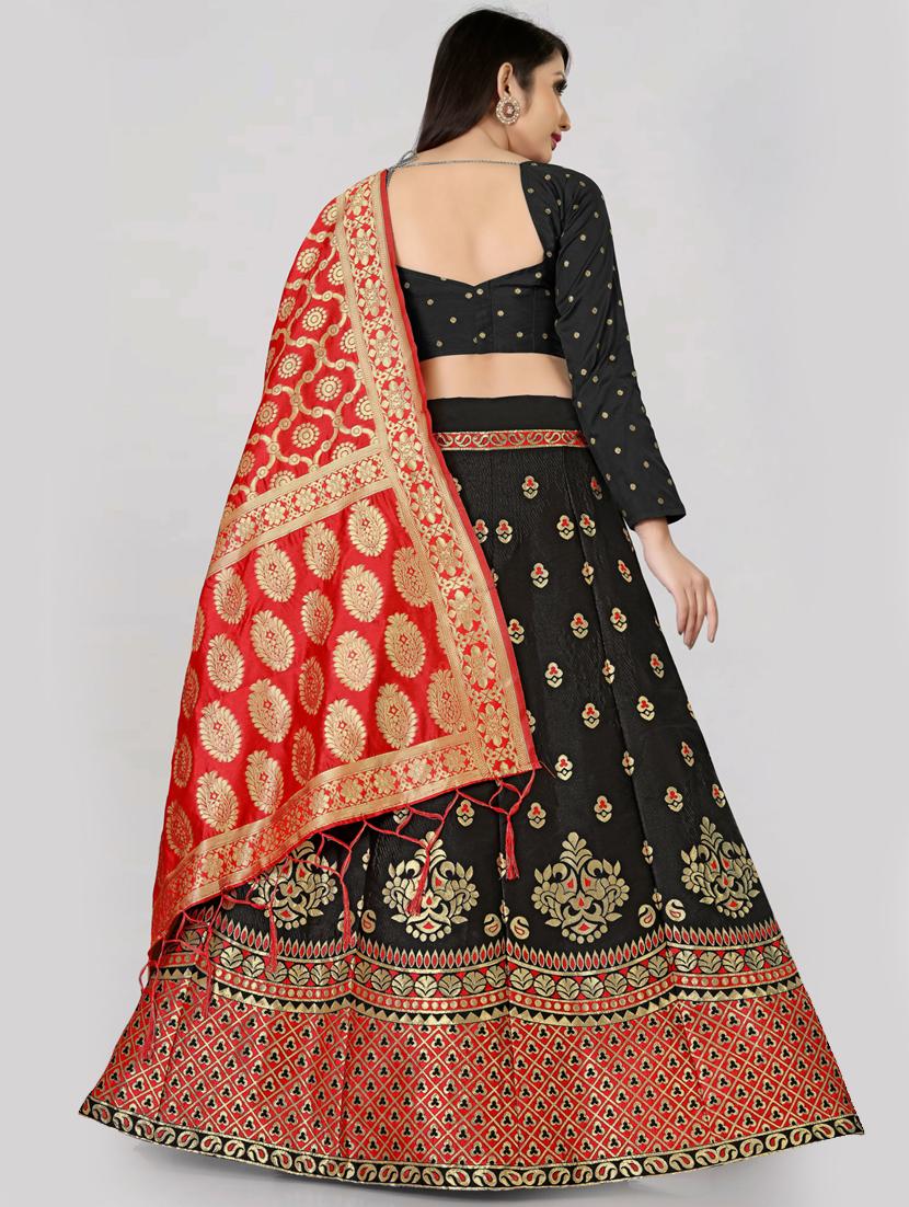 brocade self designed flared semi-stitched lehenga - 19661411 - Standard Image - 2