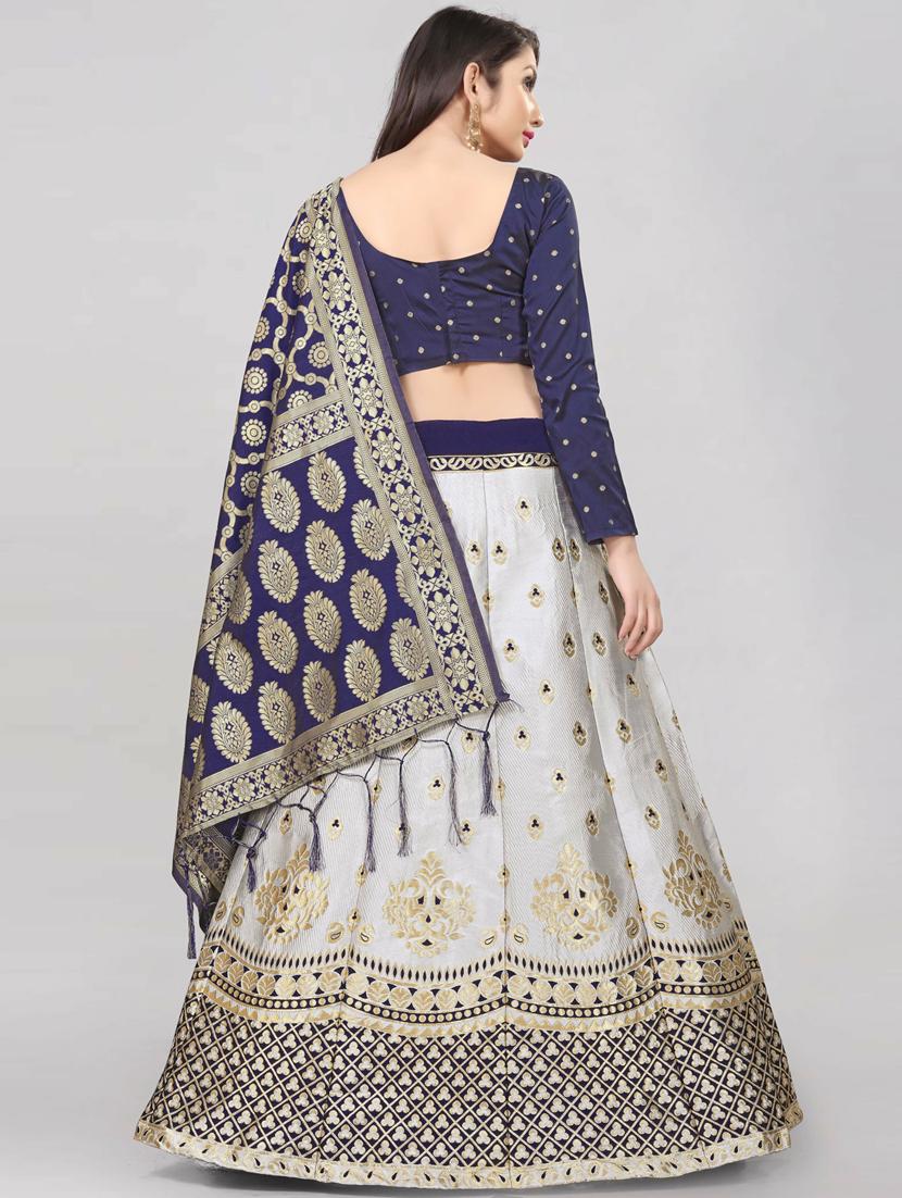 self design flared semi stitched lehenga - 19661609 - Standard Image - 2