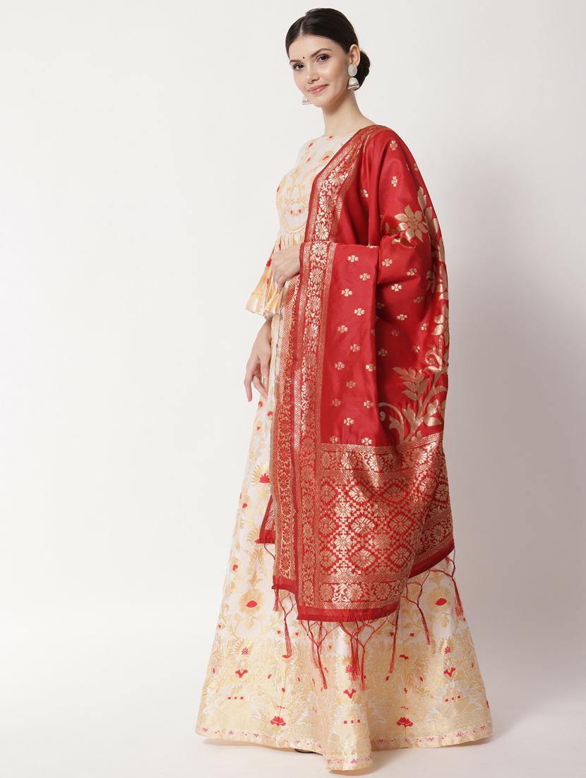 banarasi self designed flared semi-stitched lehenga - 19661650 - Standard Image - 2
