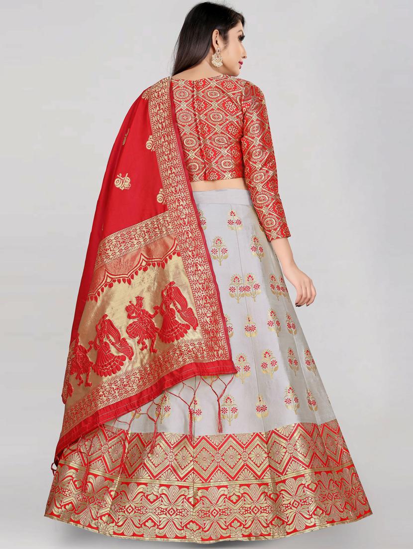self design flared semi stitched lehenga - 19661702 - Standard Image - 2