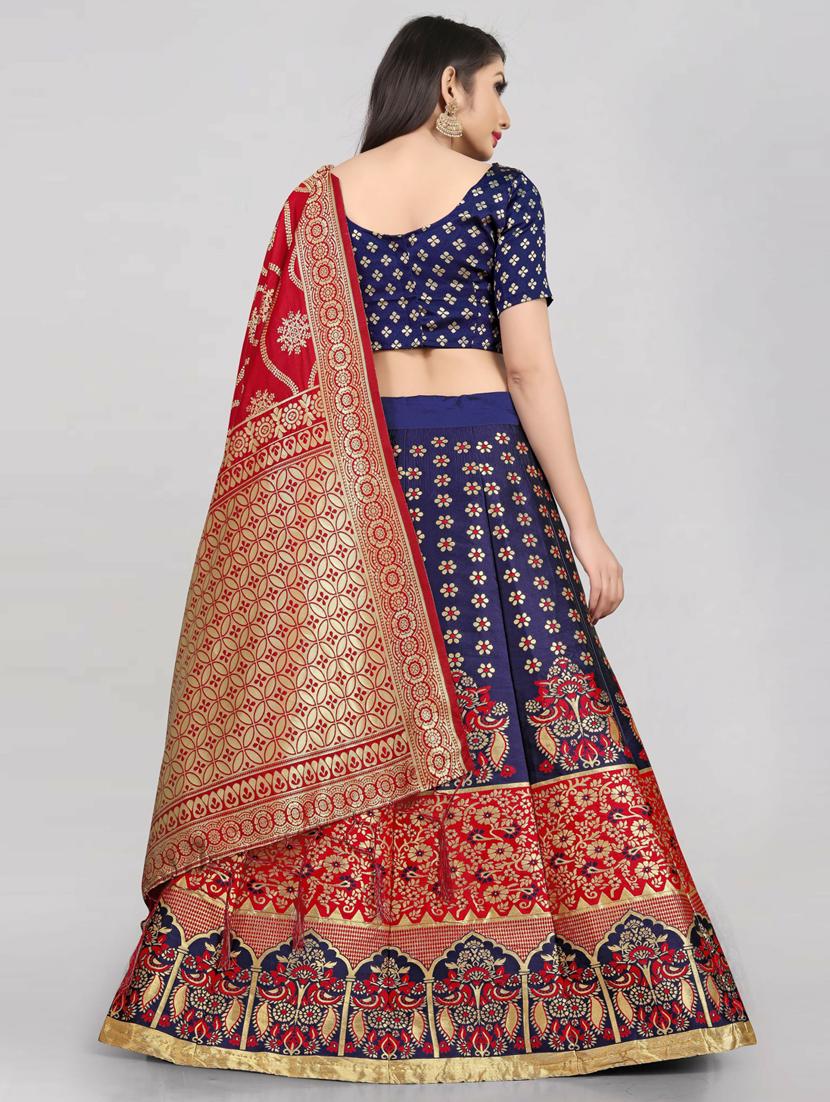 self design flared semi stitched lehenga - 19661705 - Standard Image - 2