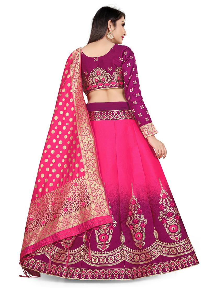 brocade self designed flared semi-stitched lehenga - 19661715 - Standard Image - 2