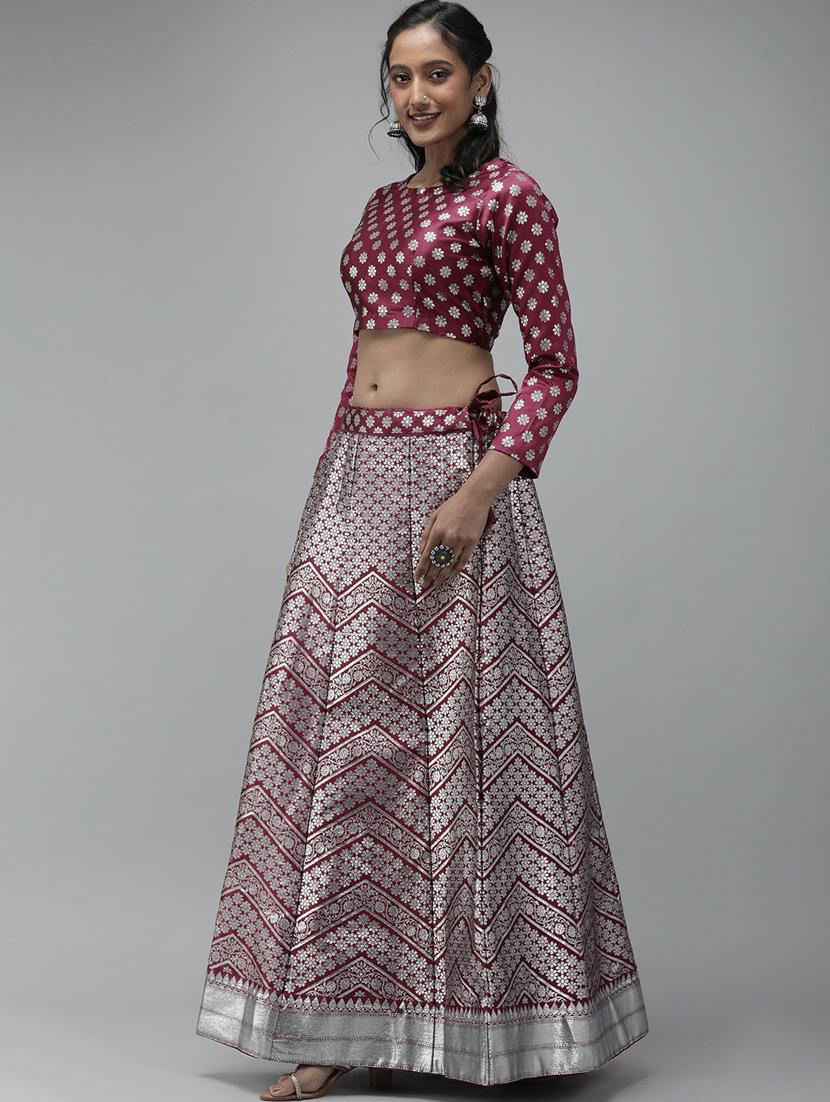brocade self designed flared semi-stitched lehenga - 19661724 - Standard Image - 2