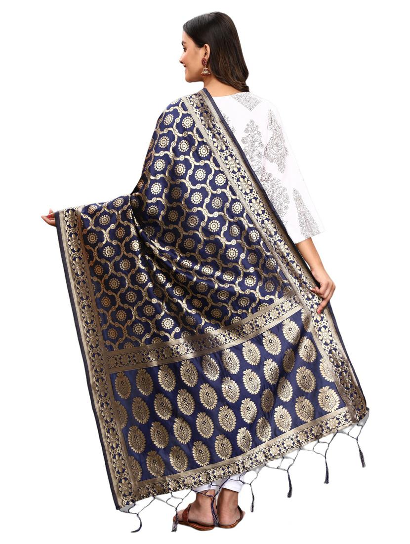 blue jaquard dupatta - 19661802 - Standard Image - 2