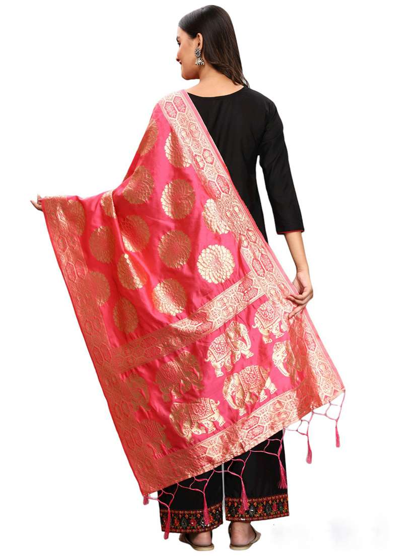 red jaquard dupatta - 19661808 -  Standard Image - 2