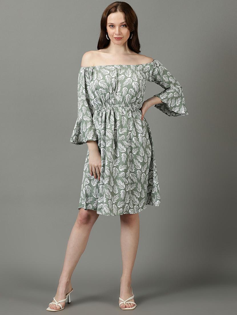 women's fit & flare leaf print dress - 19662530 -  Zoom Image - 0