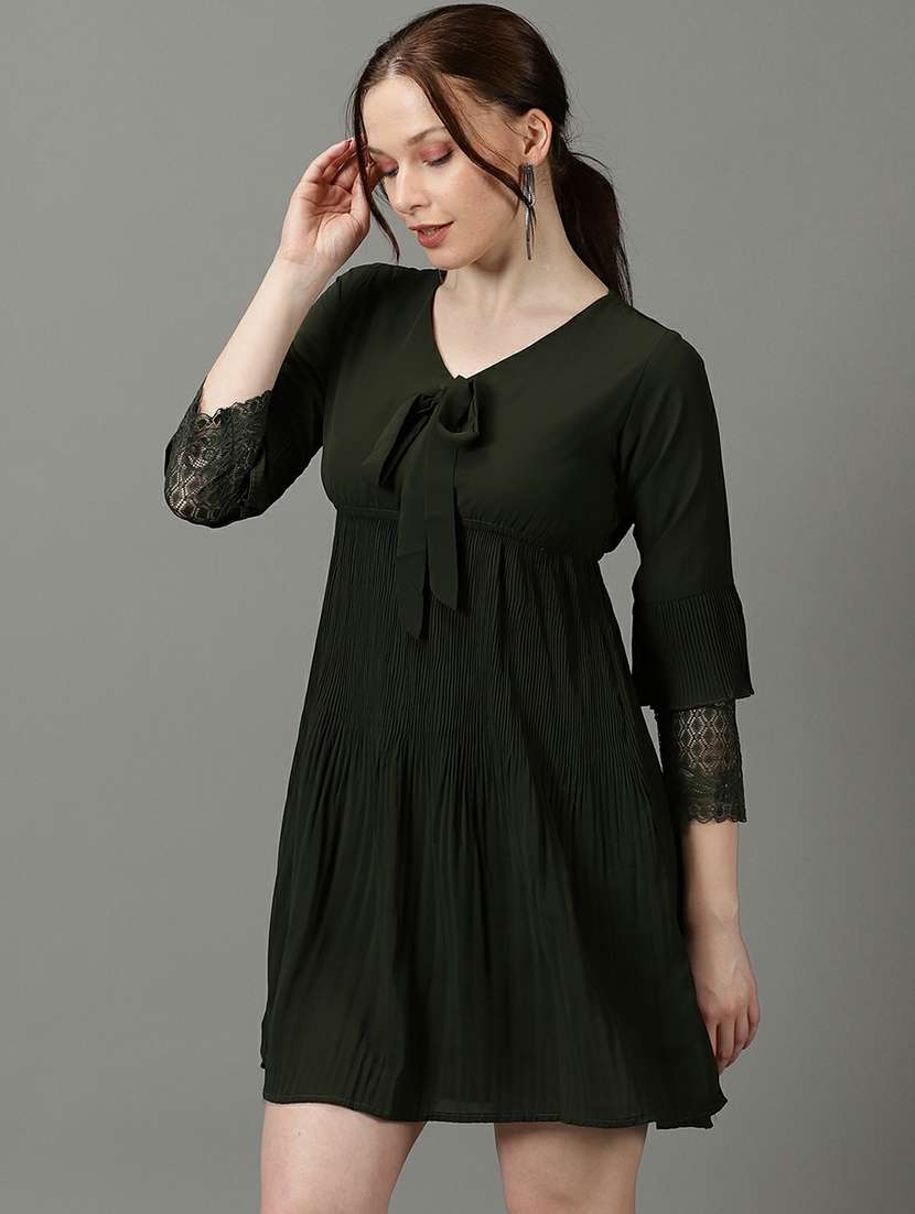 women's fit & flare solid dress - 19662535 -  Standard Image - 2