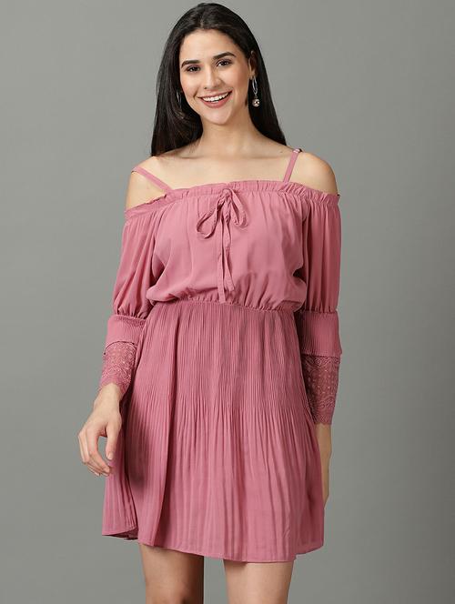 women's fit & flare solid dress - 19662537 -  Standard Image - 0