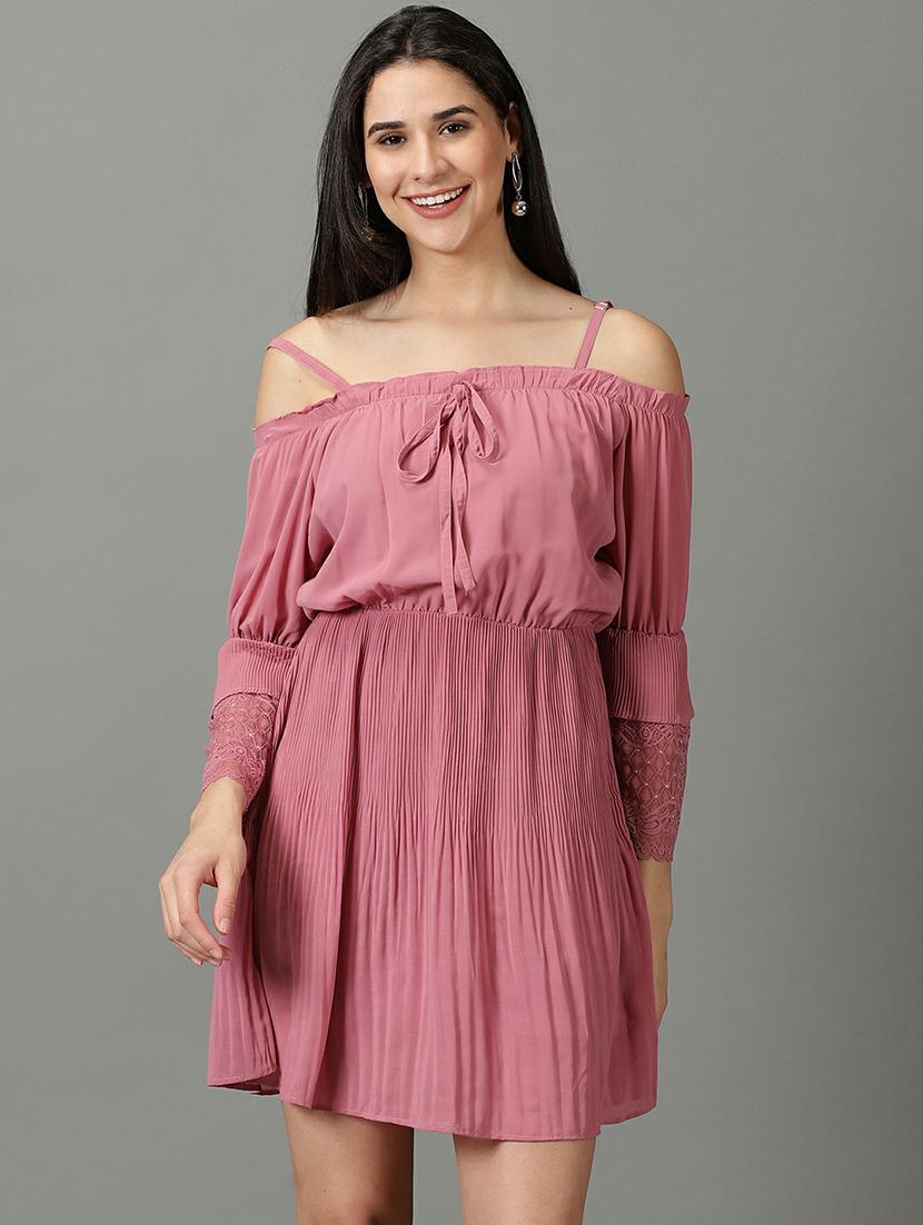 women's fit & flare solid dress - 19662537 -  Zoom Image - 0