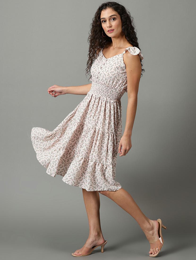 v neck printed tiered dress - 19662573 - Standard Image - 2