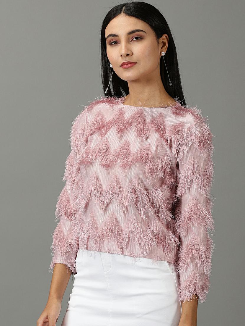 round neck self design straight top - 19662644 - Standard Image - 2