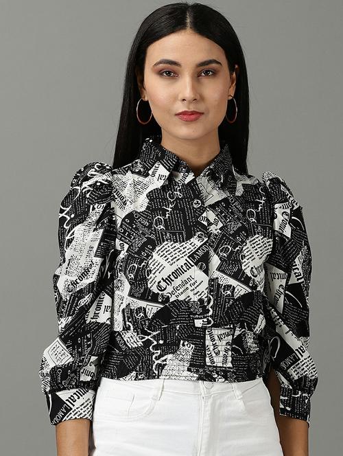 women's crop collared top - 19662666 - Standard Image - 0