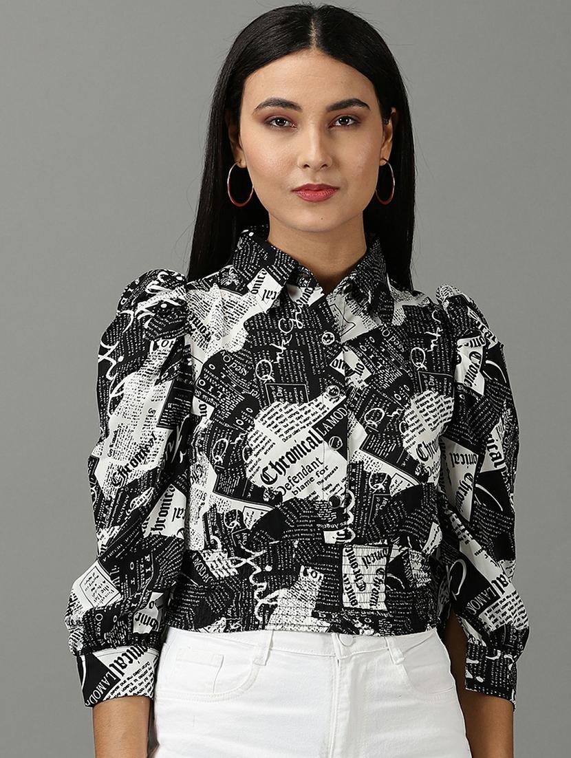 women's crop collared top - 19662666 - Zoom Image - 0