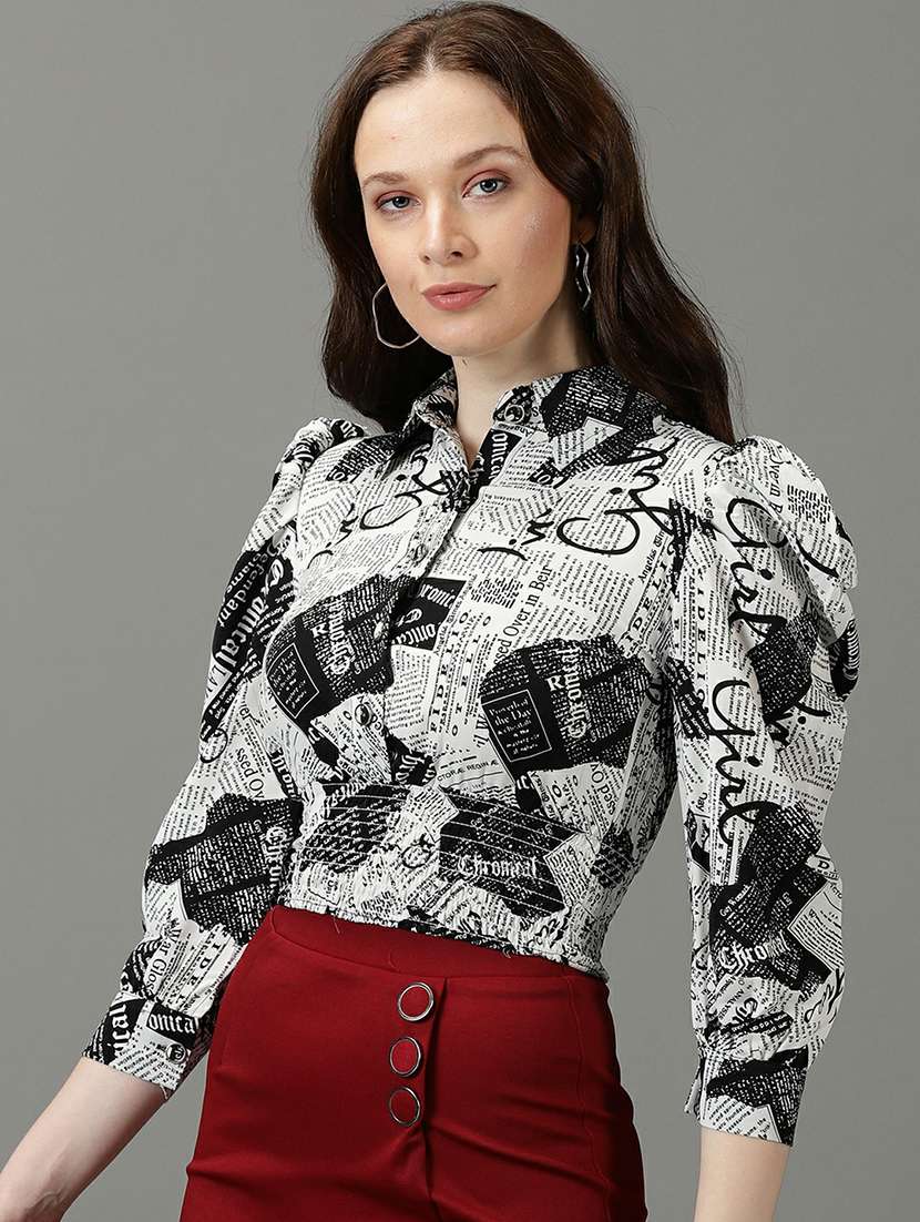women's blouson collared top - 19662667 -  Standard Image - 2