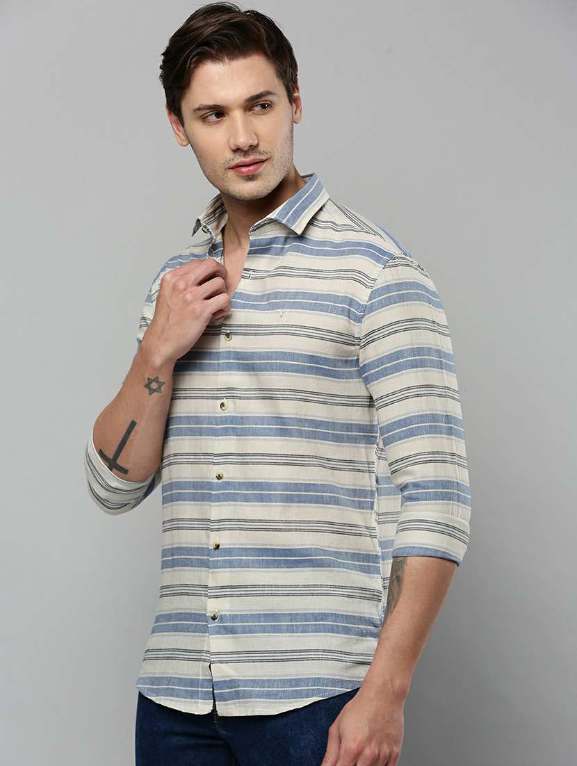 men striped long sleeve regular fit casual shirt - 19662760 -  Standard Image - 2