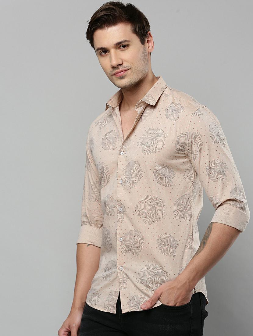mens leaf print casual shirt - 19662786 - Standard Image - 2