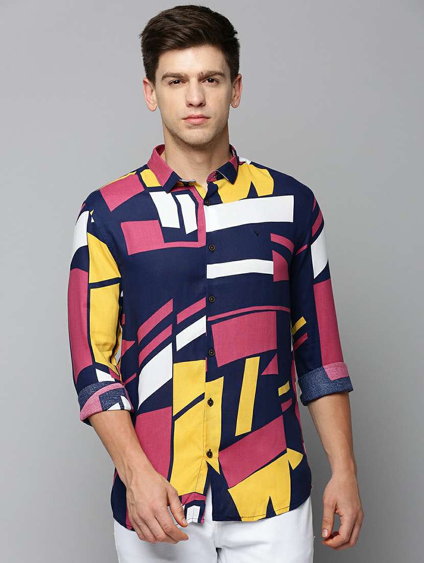 mens geometric casual shirt