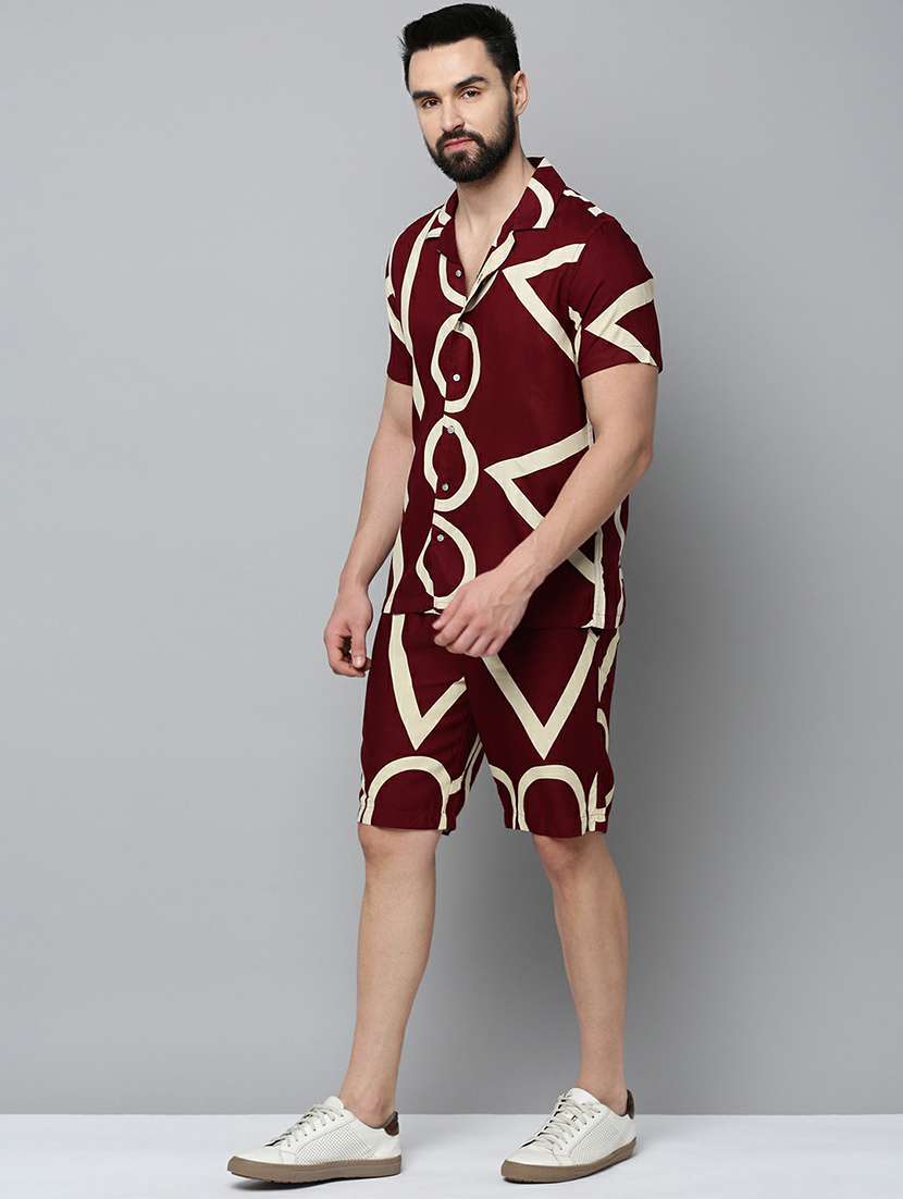 showoff men's short sleeves printed co-ords set - 19662873 - Standard Image - 2