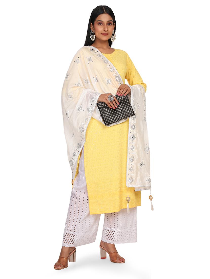 self design embroidered dupatta - 19662940 -  Zoom Image - 0