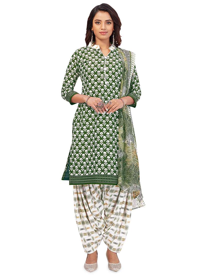  printed unstitched patiyala suit set
