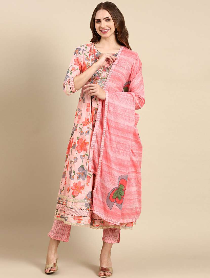 women floral printed kurta pant set with duapatta