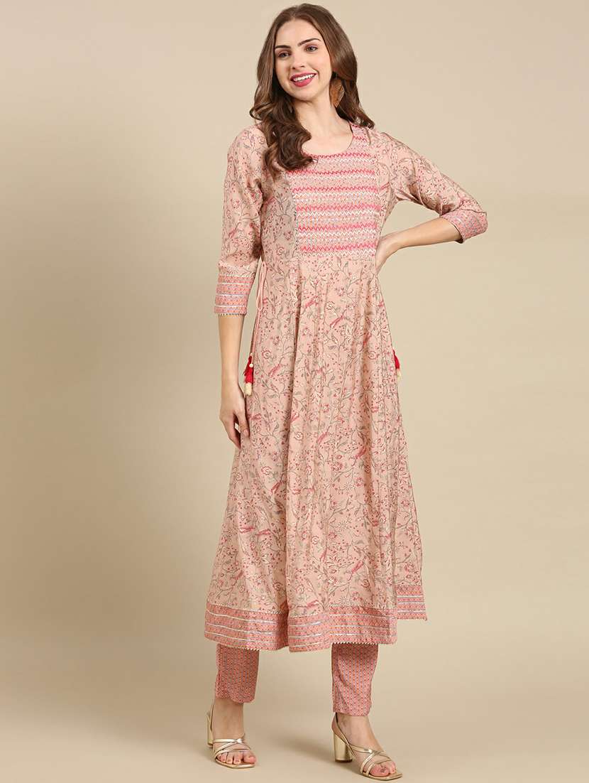 women floral round neck kurta pant set with dupatta - 19664932 - Standard Image - 2