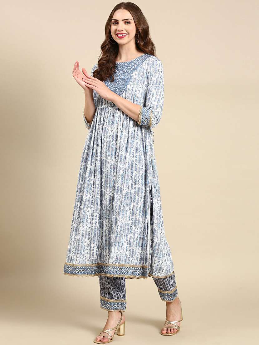 women printed round neck kurta pant set with dupatta - 19664947 -  Standard Image - 2