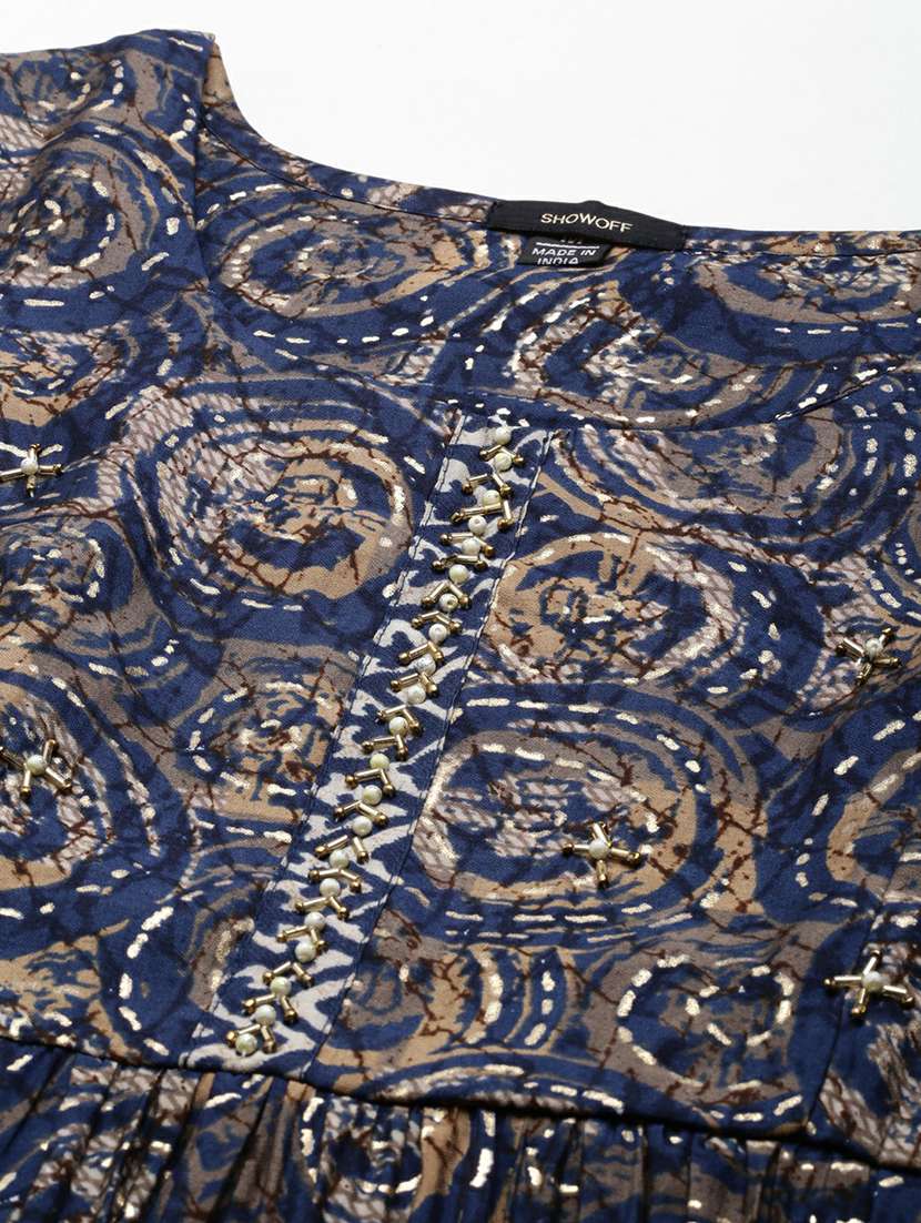 women navy blue printed kurta pant set with dupatta - 19664949 -  Standard Image - 7