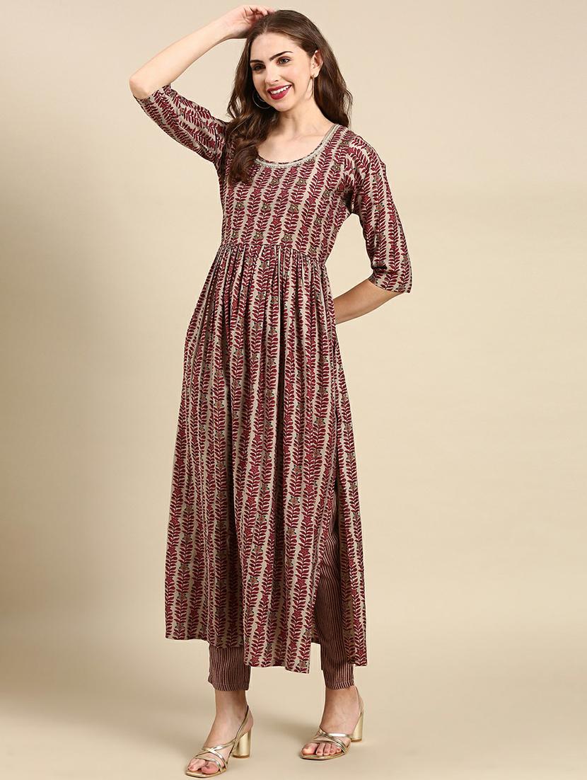 women printed round neck kurta pant set with dupatta - 19664964 - Standard Image - 2