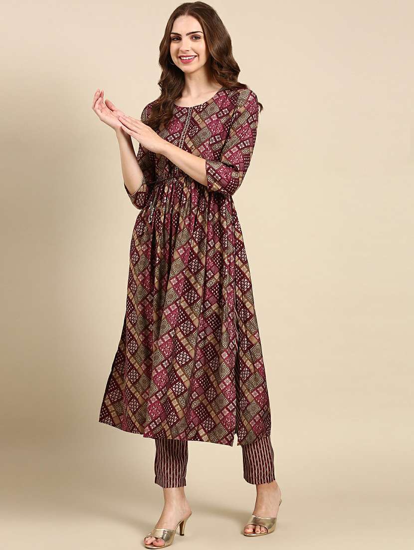 women printed round neck kurta pant set with dupatta - 19664971 - Standard Image - 2