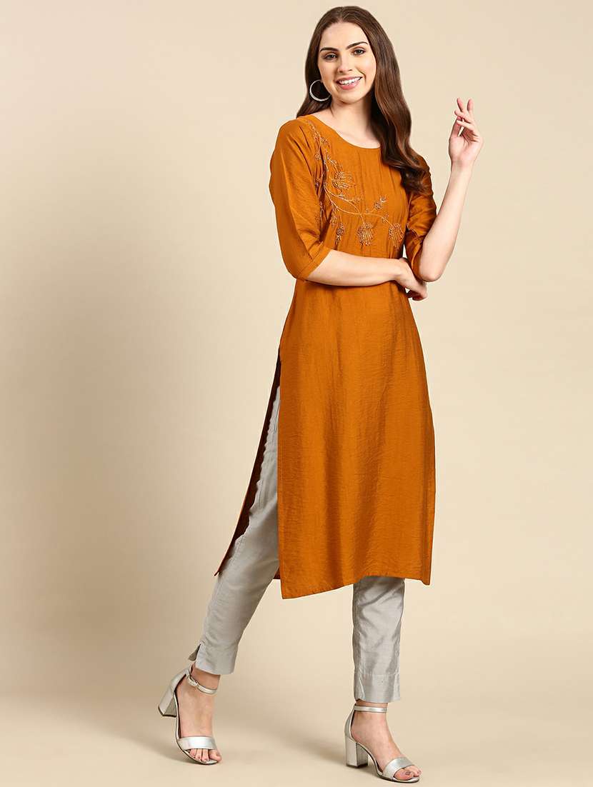 women's straight kurta - 19665022 -  Standard Image - 2