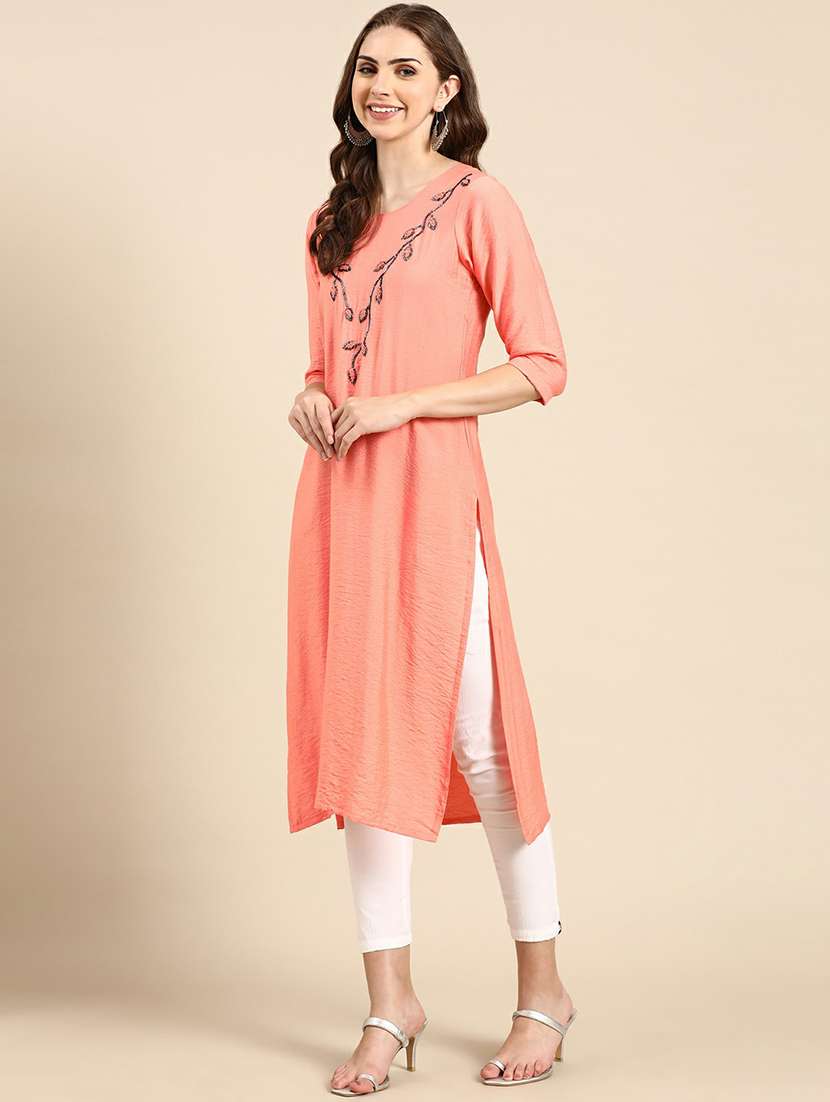 women's straight kurta - 19665078 - Standard Image - 2