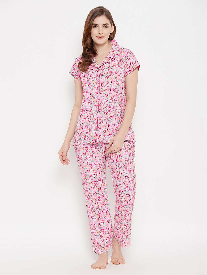 women printed night suit set 
