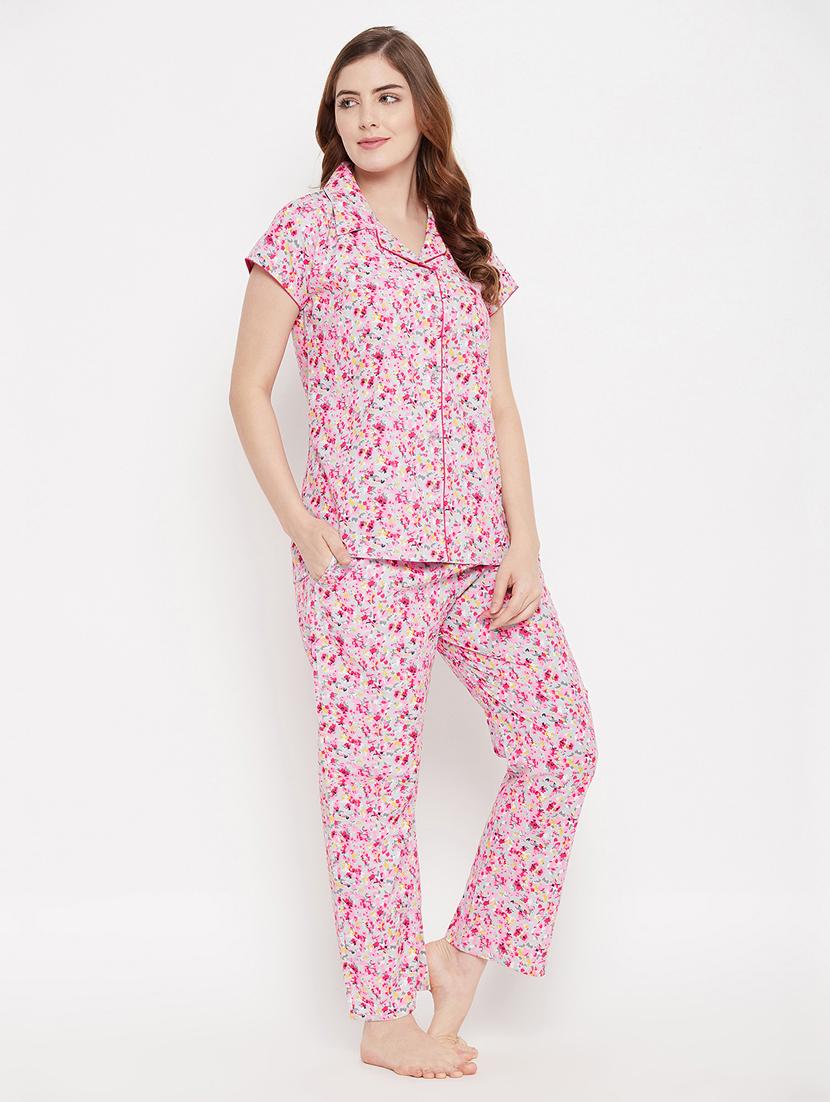 women printed night suit set - 19665211 - Standard Image - 2