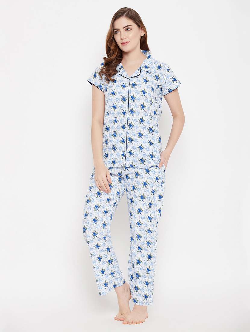 women printed night suit set 