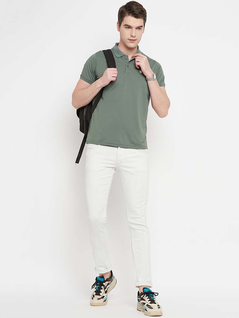 green solid cotton polo t-shirt - 19665277 -  Standard Image - 2