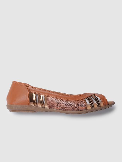 tan faux leather ballerina - 19665795 - Standard Image - 0