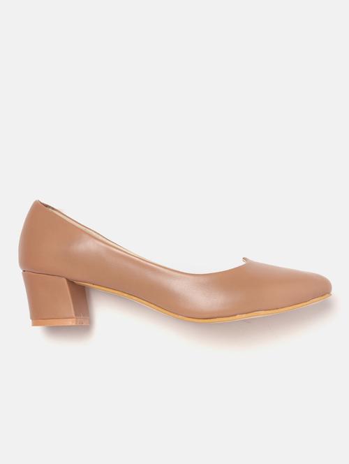 beige synthetic slip on pumps - 19665855 -  Standard Image - 0