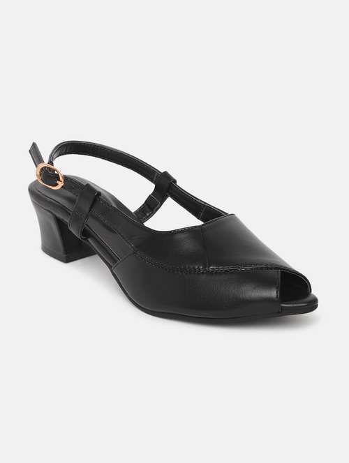 black synthetic back strap sandals - 19665859 -  Standard Image - 0
