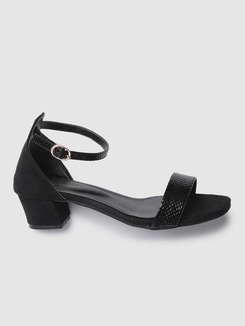 black faux leather back strap sandals - 19665877 -  Standard Image - 0