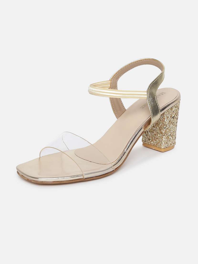 gold pu back strap sandals - 19666046 - Standard Image - 2