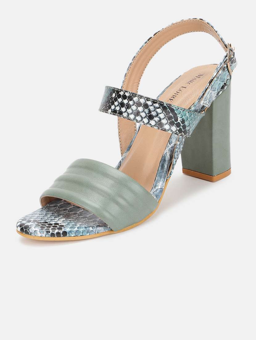 green pu back strap sandals - 19666062 -  Standard Image - 2