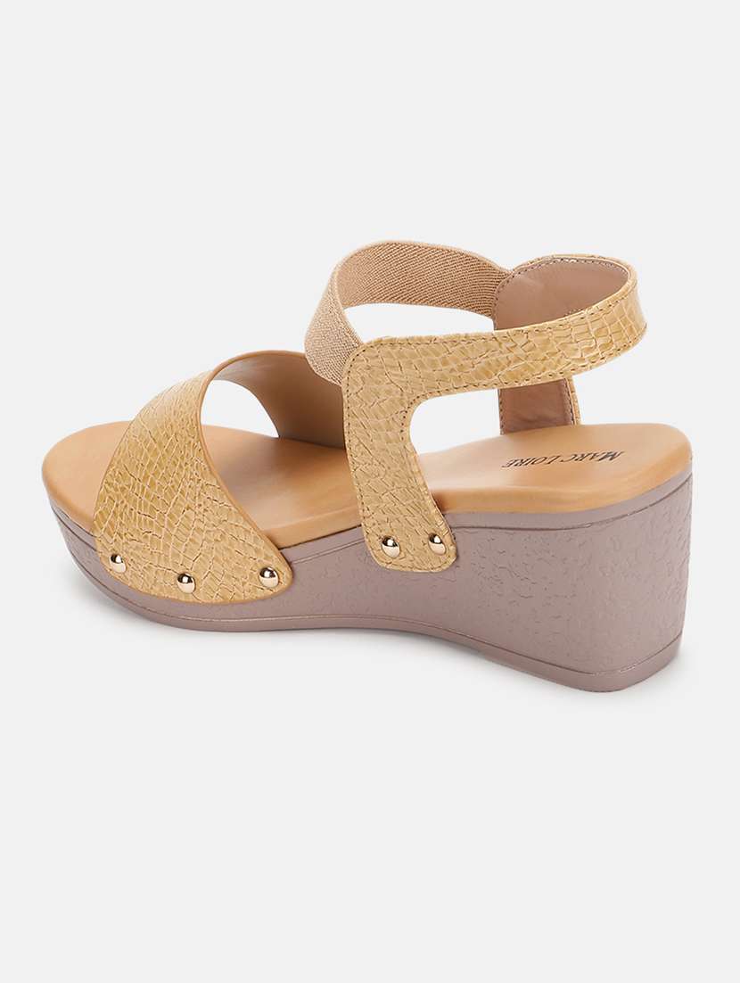 marc loire women beige solid wedge heels - 19666090 - Standard Image - 2